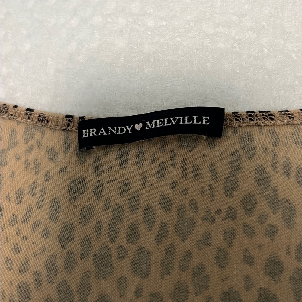 Brandy Melville Tan and Black Animal Print Crop Top - Picture 2 of 3